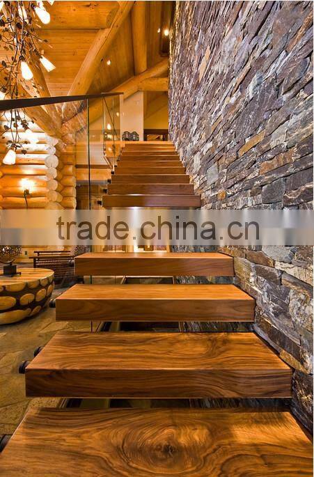 prefinished black walnut stair treads cover with left returns