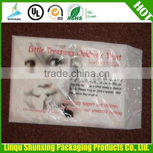 t-shirt charity plastic bag / cloth collection bag for donation