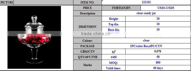 high quality color box packed lead free glass candy jar wholesale