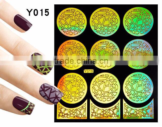 2016 colorful pvc french hollow pvc nail art design nail sticker stencil