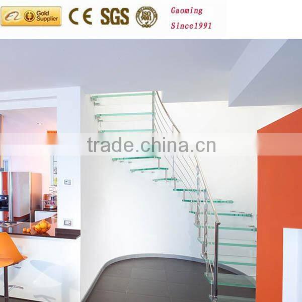 Anti-slip glass tread staircase/glass staircase/non-slip glass staircase