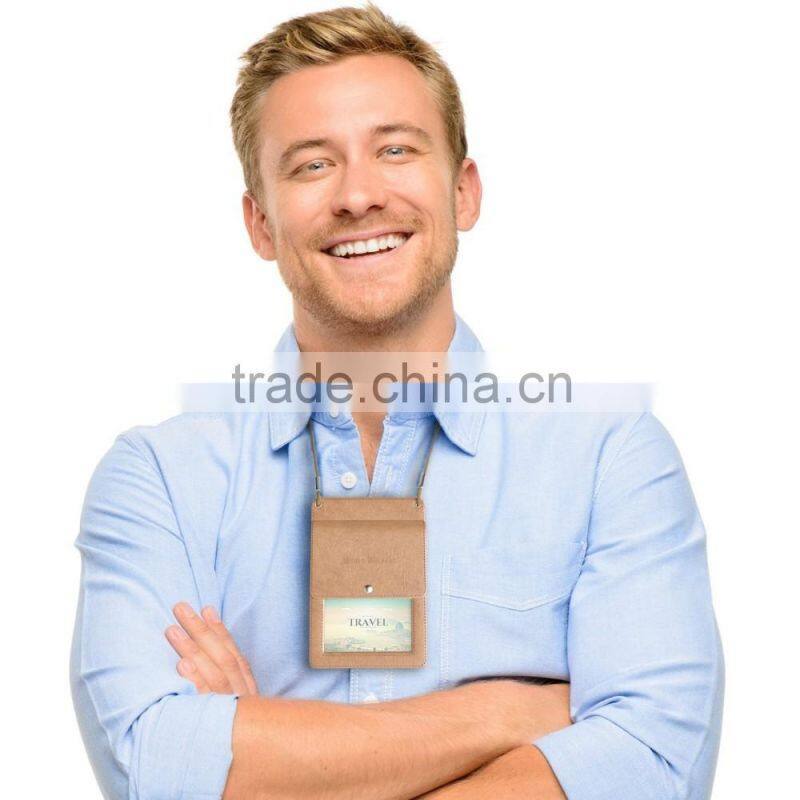 Custom Travel Document Holder Passport Organizer Leather Neck Travel Wallet