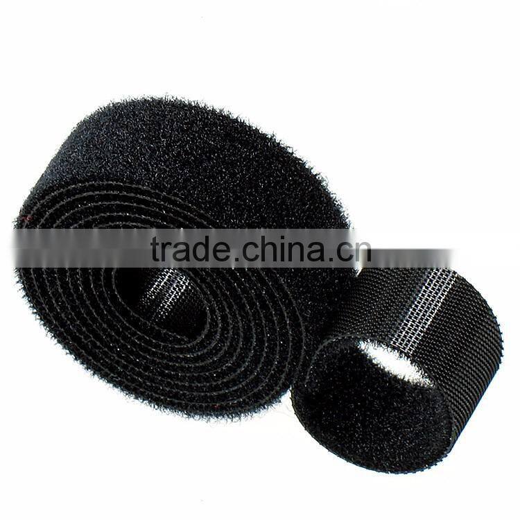 Nylon Black Double Side Hook and loop cable tie for cable mangement