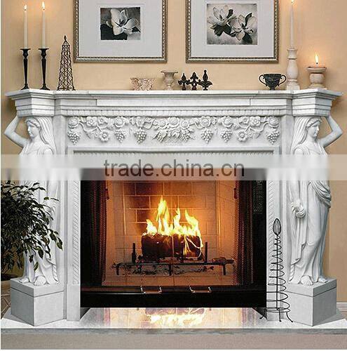 White Antique Hand Made Statue Stone Stove Hearth