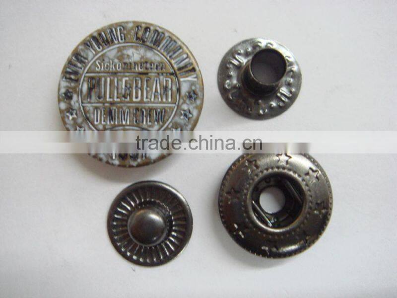 18mm custom coins logo engraved metal snap button for clothes