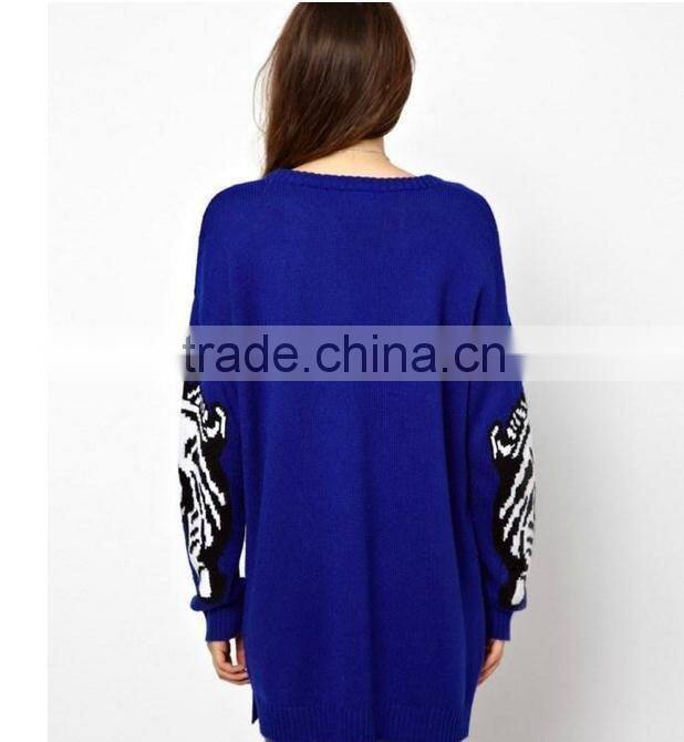 2014 new arrival more fashion plus size loose crew neck woolen sweater new designs for ladies