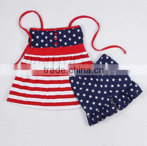 Miss123 Apparel Factory Direct patriotic outfit Kids summer matching set shorts baby set for 4th of July