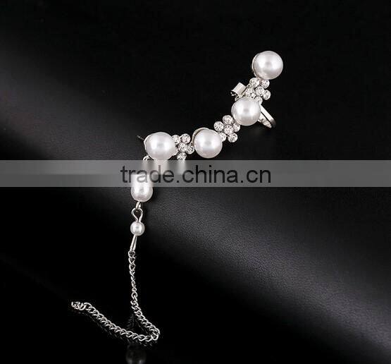>> SW16419 new arrival Fashionable long chains pearl cuff earrings/