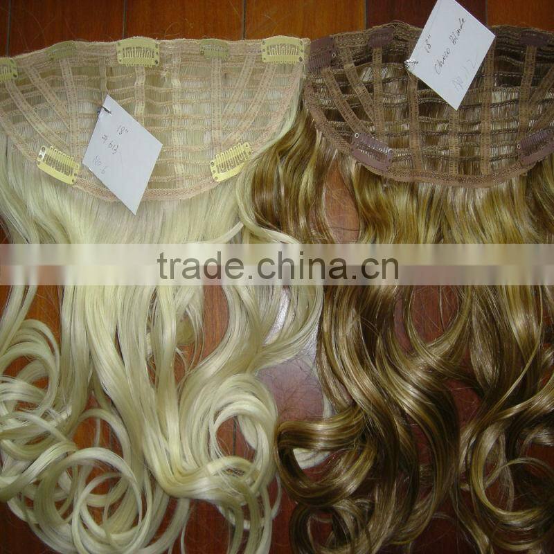 Blonde color clips in half wig