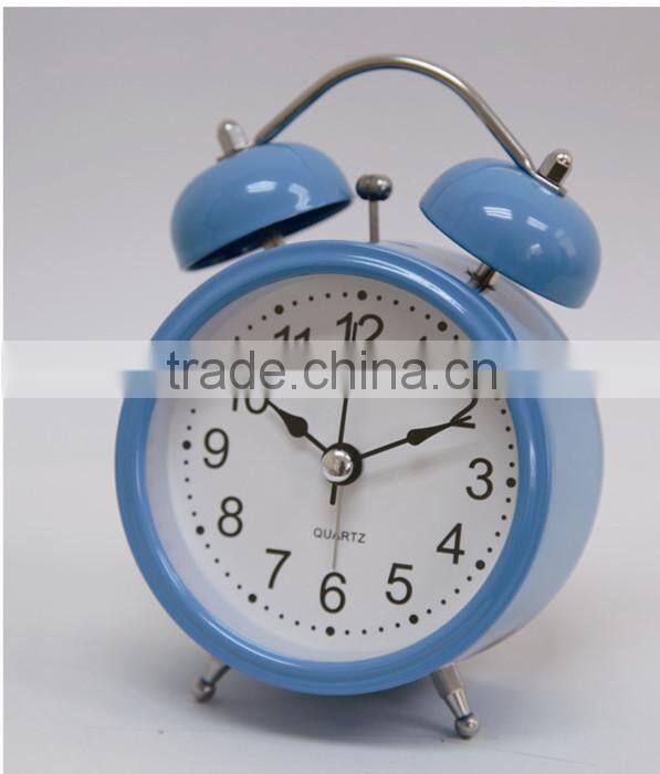 4.5" twin bell alarm clock, quartz analog table alarm clock, belling desk clock,