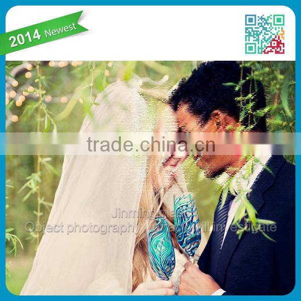 Peacock Feather Wedding Flutes Set of 2 Personalized Hand Painted glass champagne flute