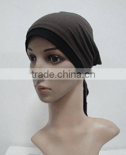 C025 new style cotton underscarf with tie at back,muslim scarf hats