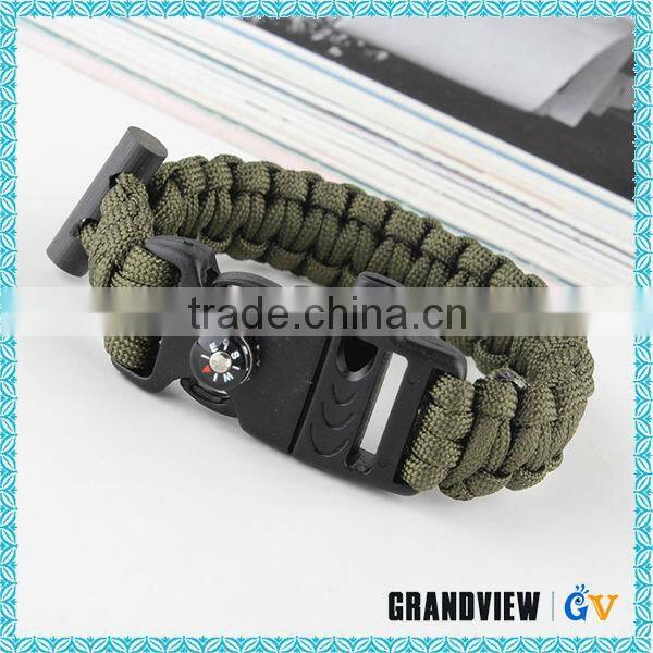 outdoor survival 7 strands 550 paracord bracelet with flint fire start compass and whistle