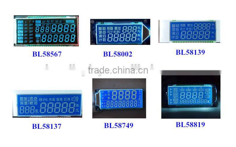 character negative transmissive bill counter lcd module, digital segment display lcd