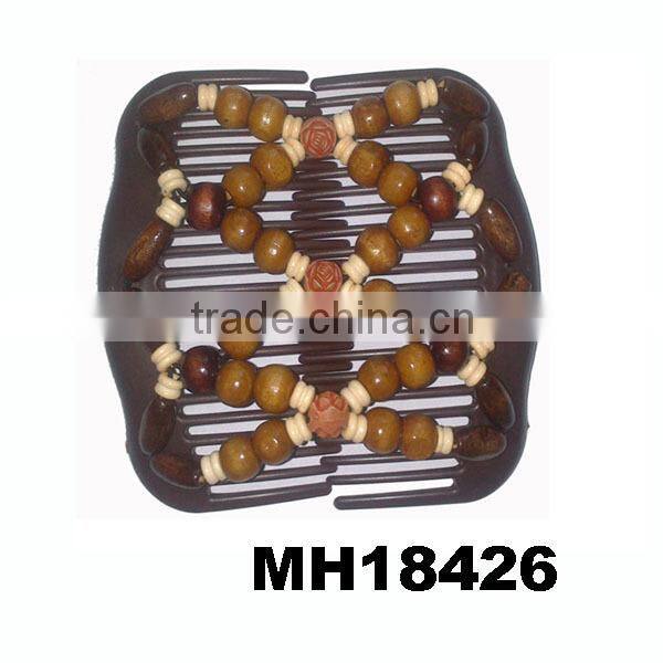 wholesale hand made colorful wood beaded hair comb