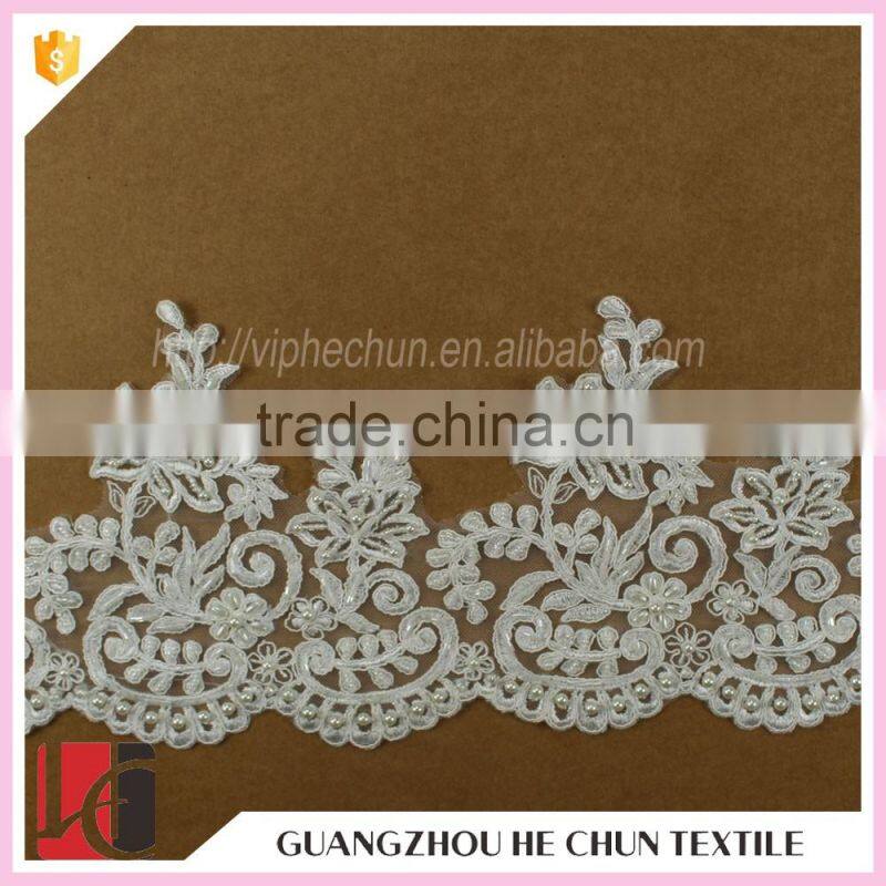 HC-1880-1 Hechun Natural White Color New Fashion Stretch Lace Bridal Trim