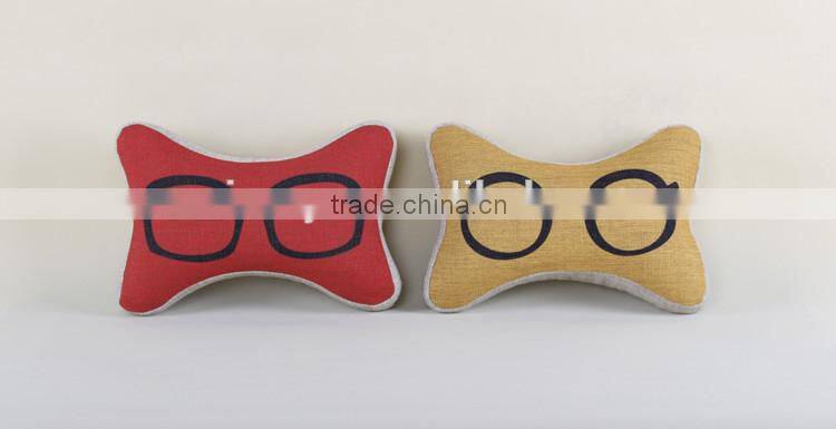 simple and popular cute bone shape mustache printed design linen home decorative chair sofa cushion neck rest car cushion pillow