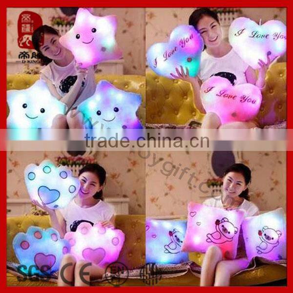 2014 new product soft toy shiny pillow plush led pillow