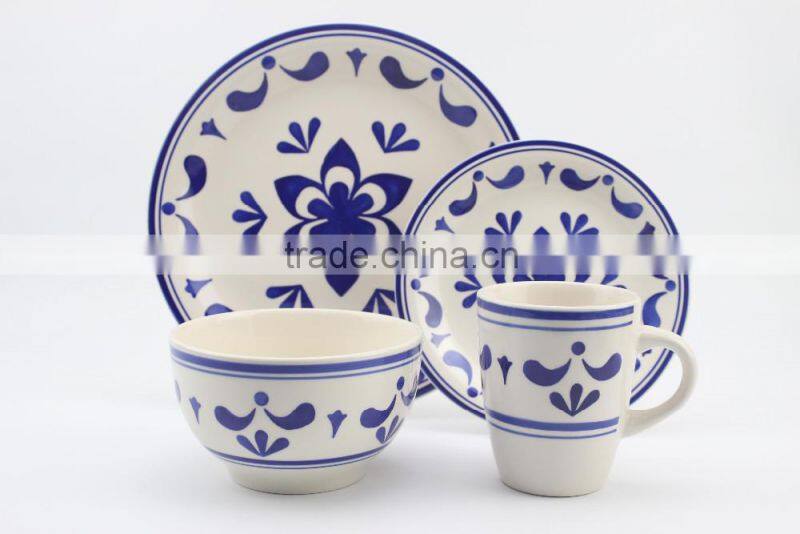 12pc/16pc/18pc stoneware hand painted dinnerware /2016 new design/90cc cup&saucer/ECH069