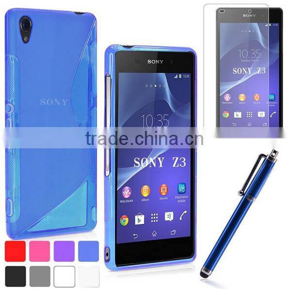 S Line Matte Soft TPU Case For LG Sony Xperia Z3/Z3 mini+Screen Film+Stylus Pen