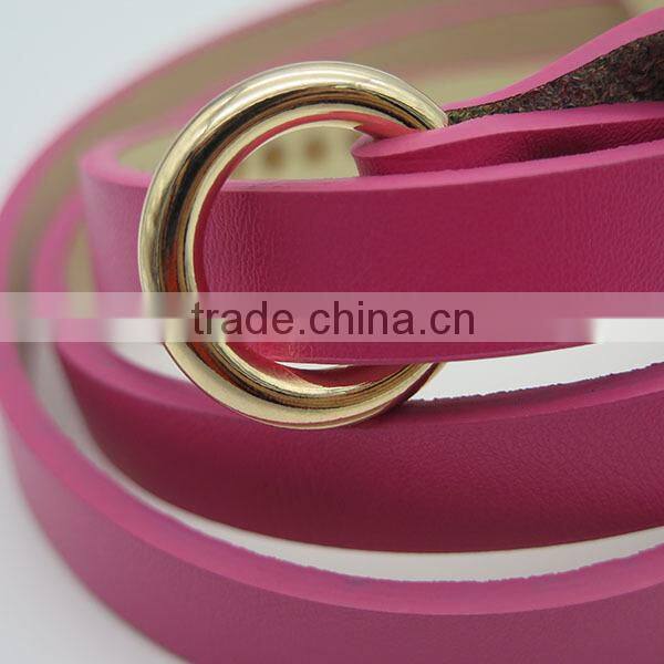 Lady's fashion skinny belt with eyelet