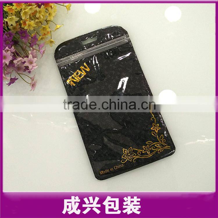 black zipper bag with printing/common design for iphone6 plus case/samsung NOTE5 phone case poly bag