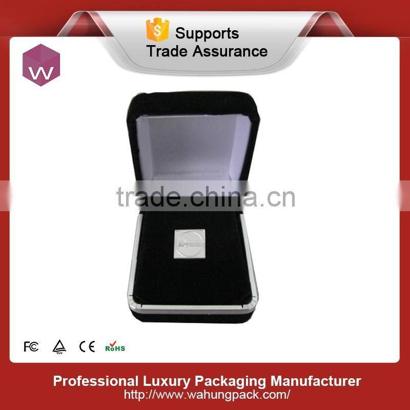 Blue Vlevet Flocking Packaging Gift Box For Coin With Custom Logo