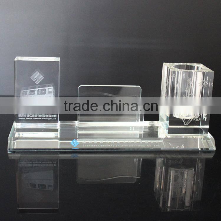 High quality crystal office set with card & pen container