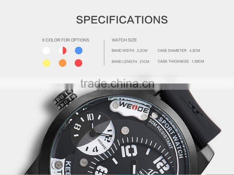 WEIDE UV1501-1C Men Sport Classic Quartz Watch, Weide Watch, Silicone Wrist Watch