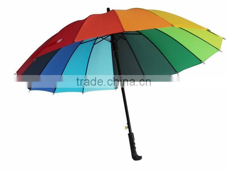 New fashion 16k rainbow high uality long handle straight umbrella