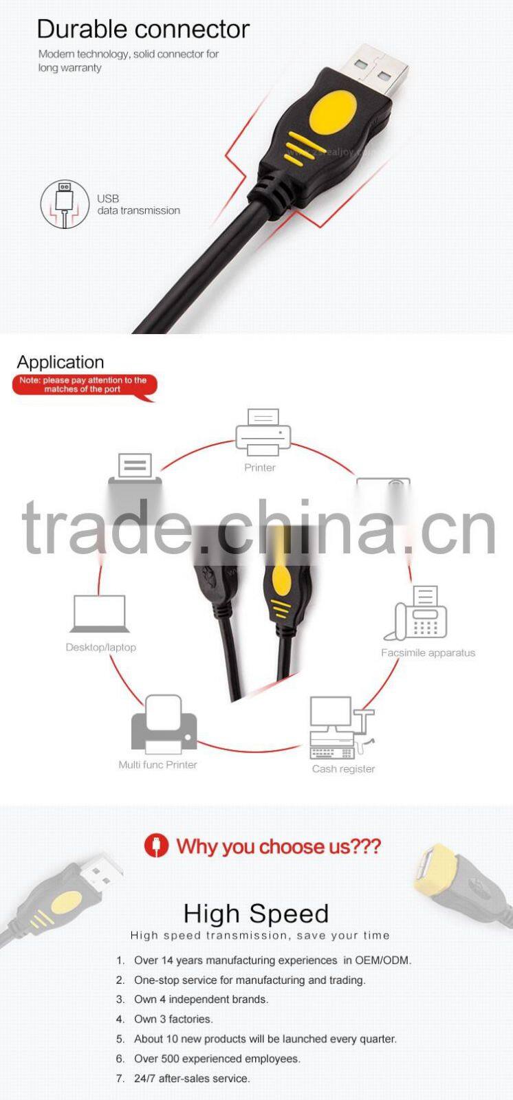 2016 Manufacturer High Quality Black High Speed Male to Female Extension Usb Cable