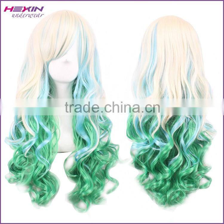 Cheap Hot Selling Brown with Pink Long Kinky Curly Wig