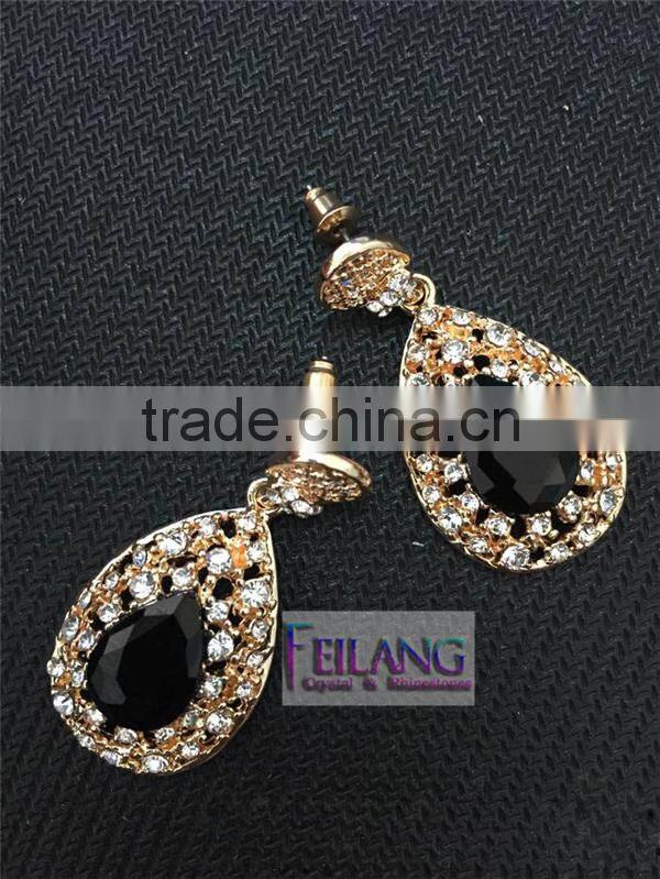 GOLD Drop Jewelry Earrings Hypoallergenic Diamond Crystal Earrings
