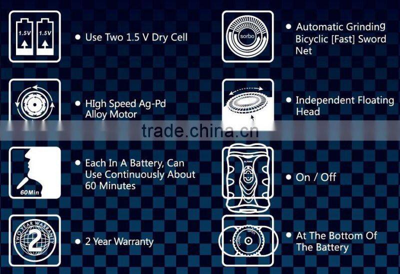 Black men's electric shaver 2-blades electric razor good for travel