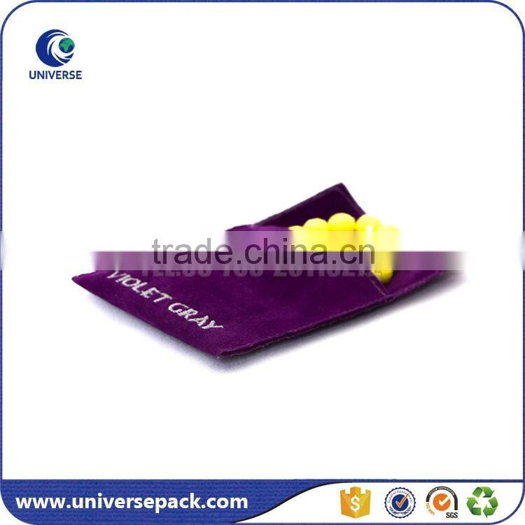 black wholesale velvet pouch with silk-screen printing