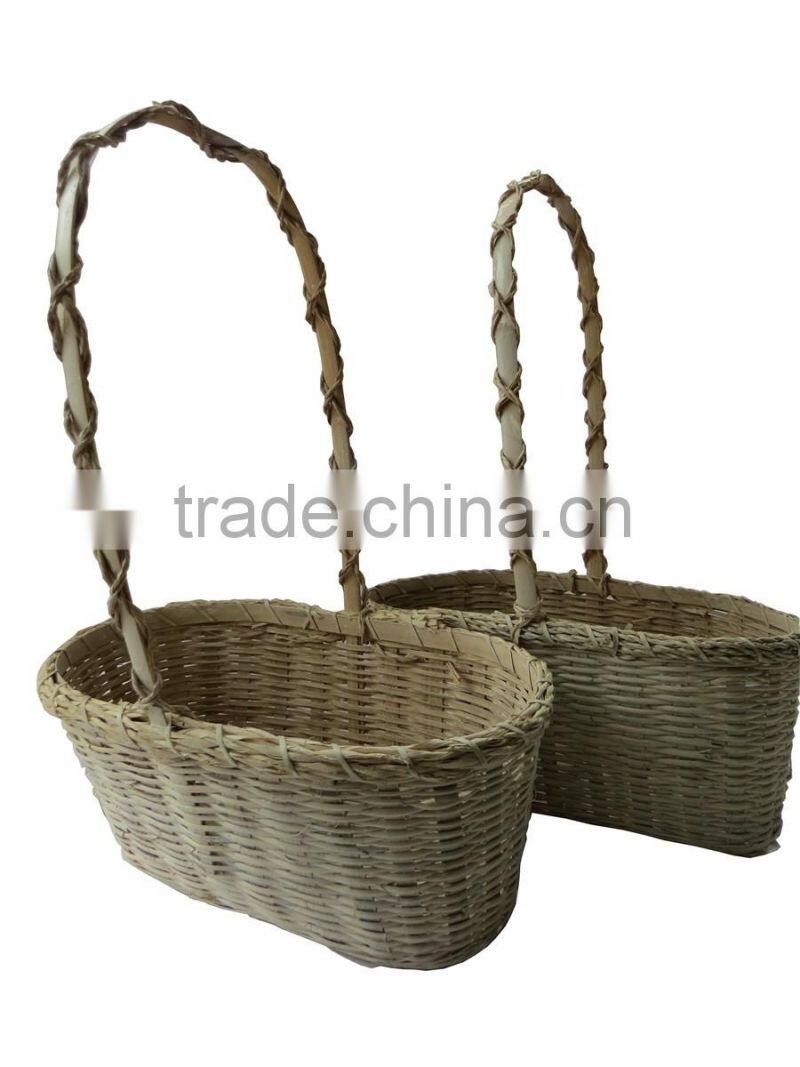 Rattan flower basket with handle