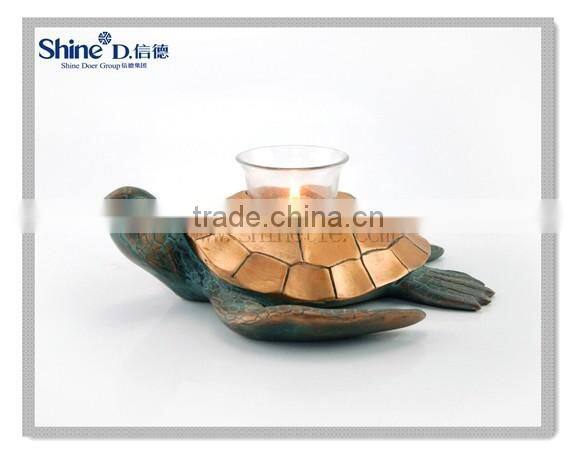 polyresin crafts turtle shaped mini tea light candle holder for interior decoration