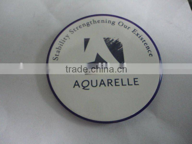 fancy happy tin plate badge