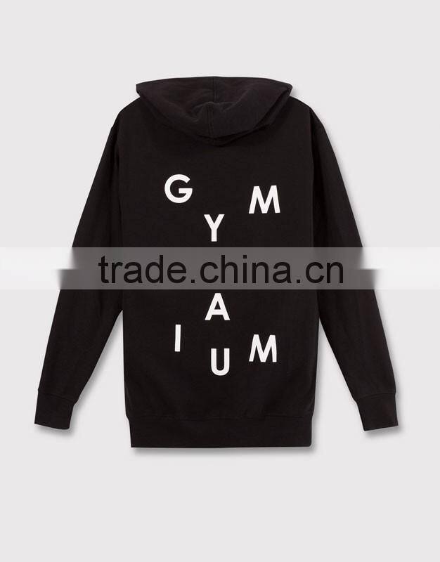pullovers 100% cotton oversized black silk-printing logo on the back high quality men korean hoodie