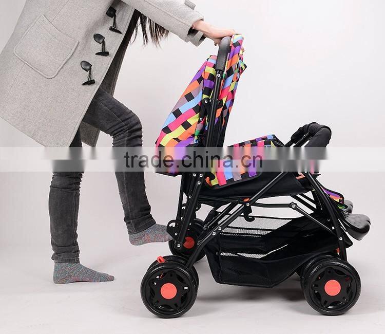 European Market Top Quality Twins Baby Stroller|Baby Carriage with Bidirectional Handle