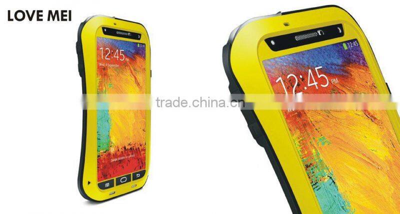 2015 Fashion Mobile Phone Case LOVE MEI Shockproof Waterproof Rugged Gorilla Metal Case for Galaxy Note3 III/Galaxy Note 2.