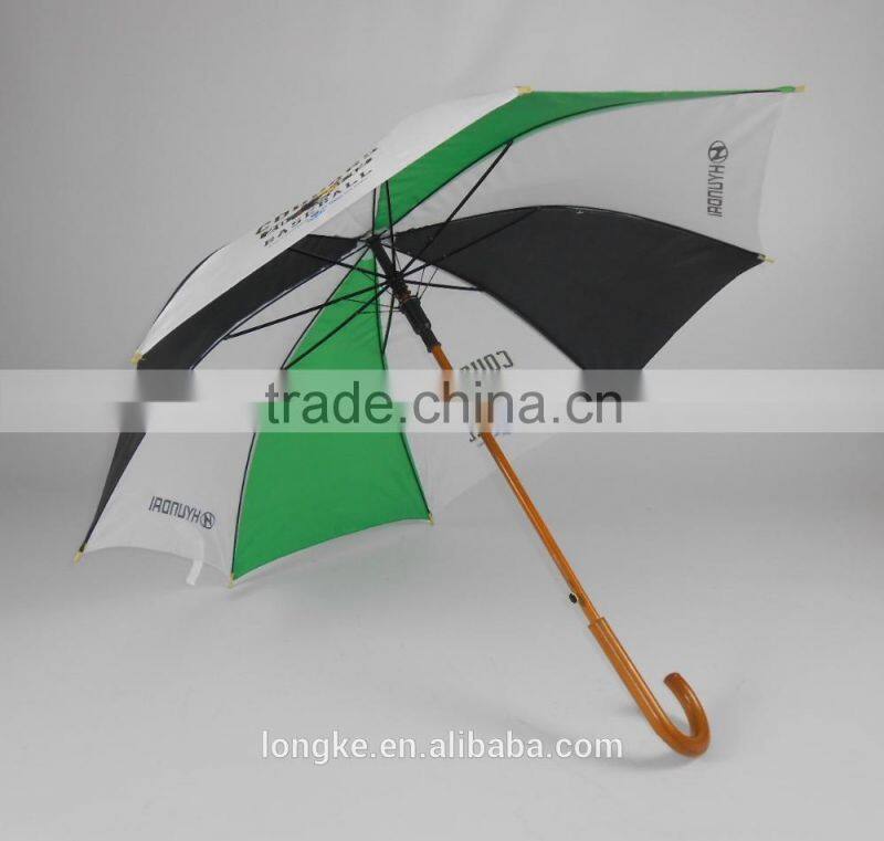 53*8 ribs promotional wooden shaft and handle custom print umbrella