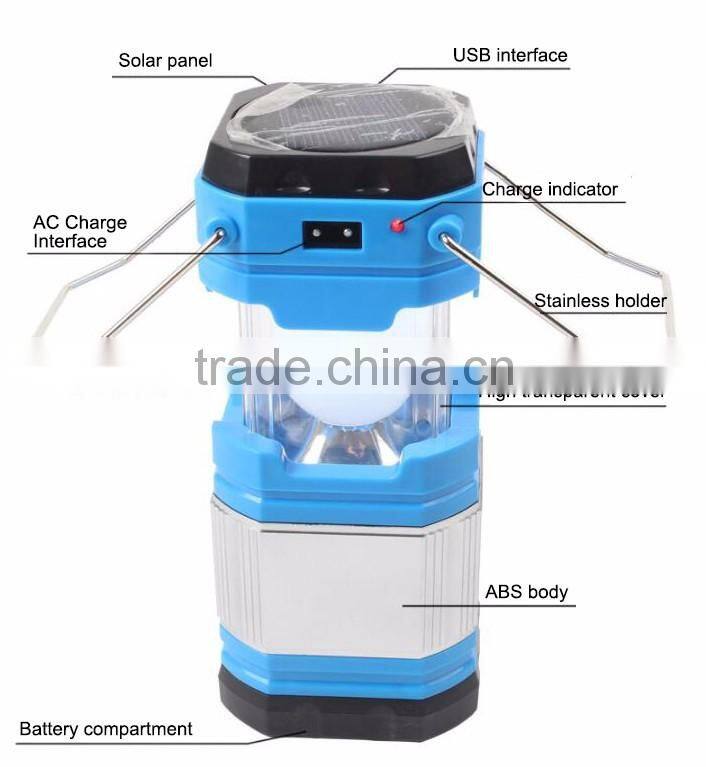 solar power rechargeable LED camping lantern