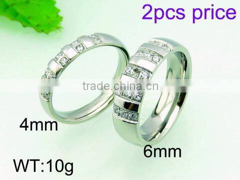 2015 new fashion crystal ring golden plated stainless steel ring love rings