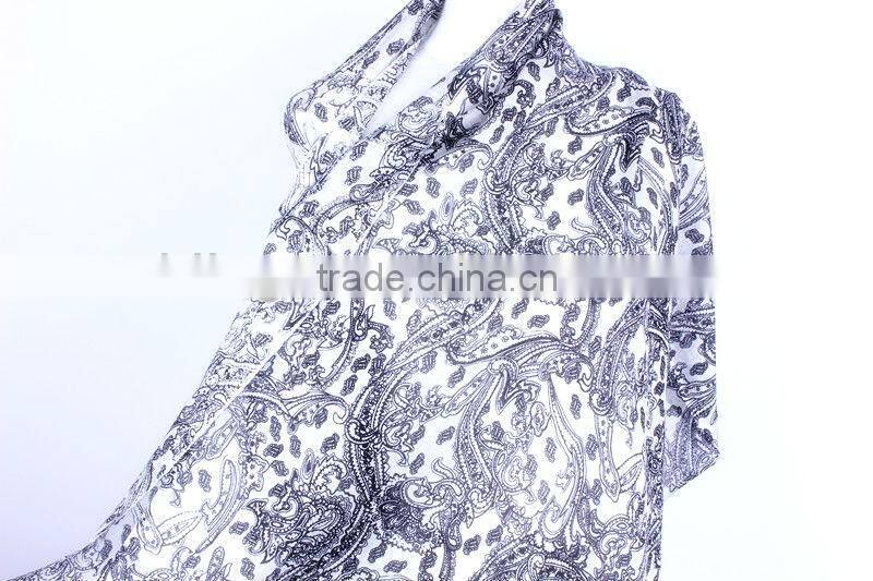 60s/2 worsted wool/silk printed scarfs & shawls