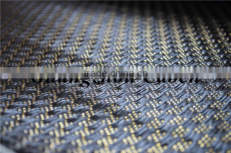 Excellent 3K Jacquard carbon fiber woven fabric mixed gold metallic yarn high quality fabric