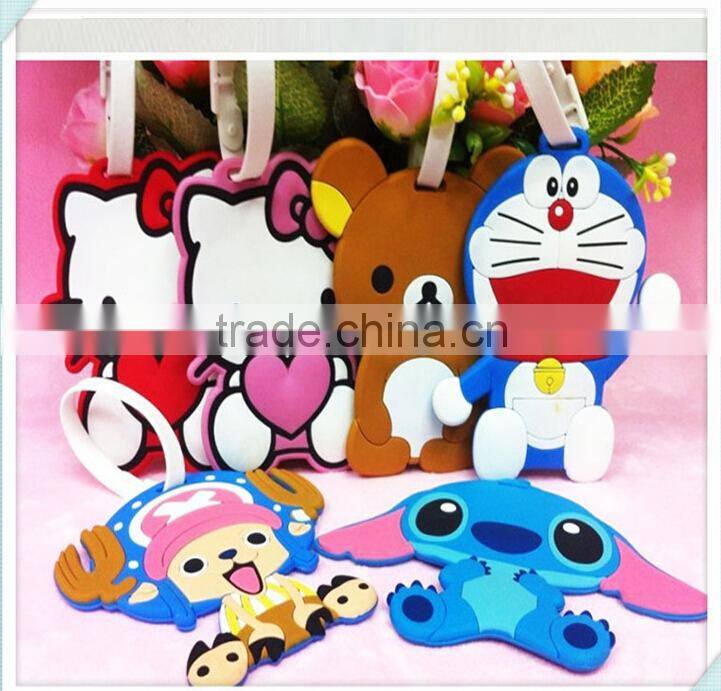 Cartoon Design Trolly Luggage Tag Wholesale/Handbag Soft Pvc Hang Tag Label/Promotional Gift Suitcase Name Tag