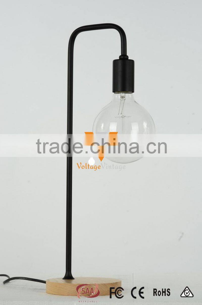Manufacturer's Premium Wire Iron Table Lamp Wooden Base Desk Lamp Study Bedroom Standing Light
