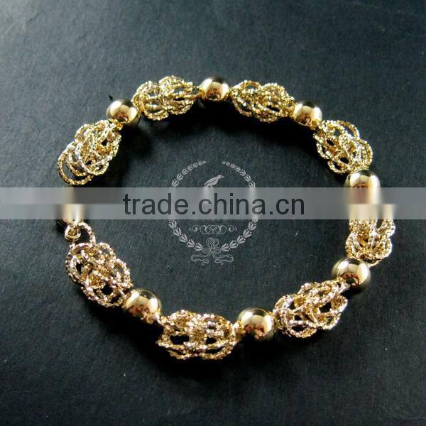 20cm 14K light gold plated brass faceted round beads link fashion DIY bracelet supplies 1900069