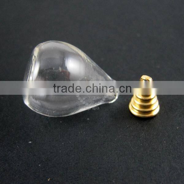 18x24mm clear galss water drop shape bottle vial pendant charm wish pendant with brass gold metal loop 1850042